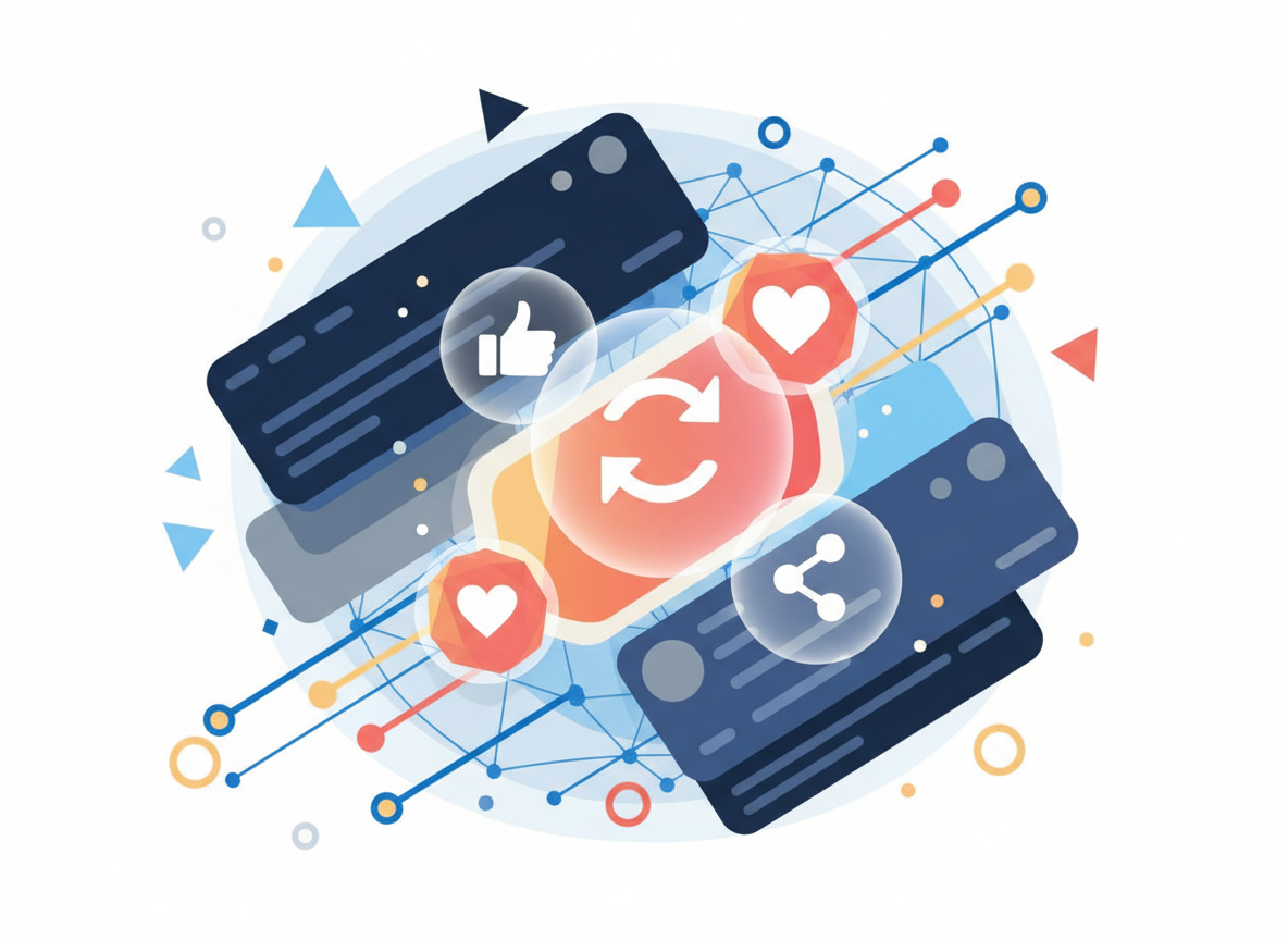 Illustration of social media advertising across platforms